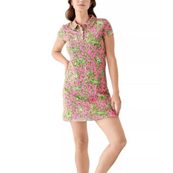 Lilly Pulitzer UPF 50+ Luxletic Frida Scallop Polo Dress- Rousseau Pink Mane Cha - Picture 1 of 4
